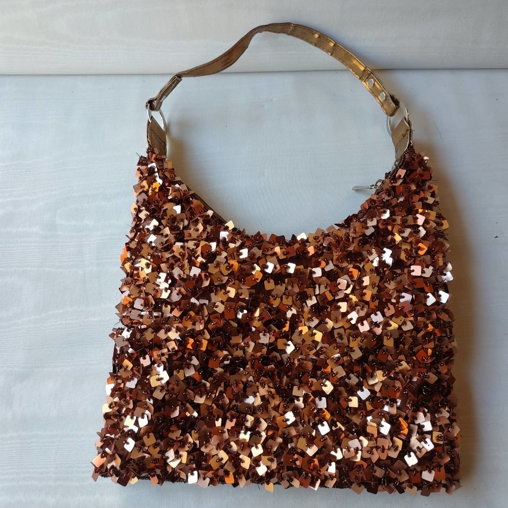 Nicole Lee Collection Sequin Shimmer Sparkle Brown Shoulder Bag Purse
